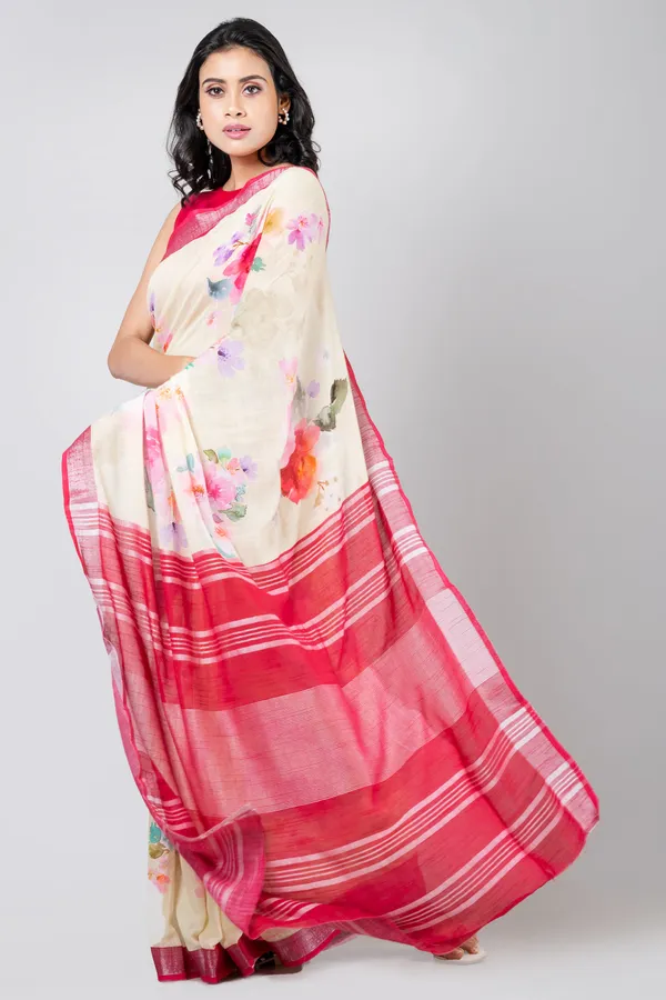 Yellow_Linen_Saree_For_Women