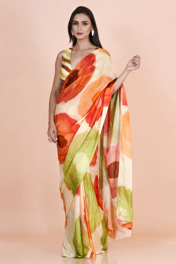 Multicolor_Chinon_Saree_For_Women