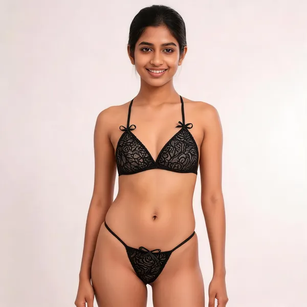 Black_Polyester_Lace_Mesh_Bralette_And_Thong_Set_For_Women