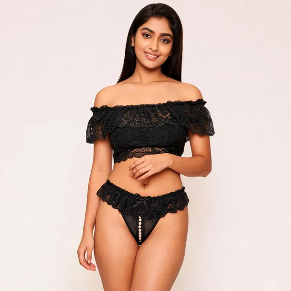 Black_Polyester_Ruffled_Lace_Pearl_Thong_For_Women