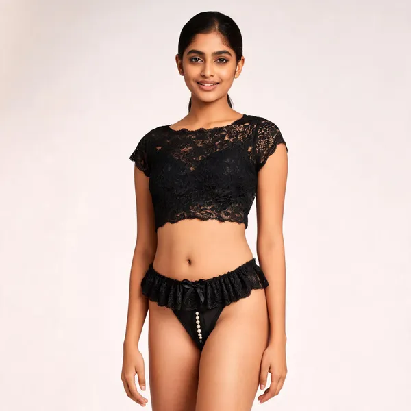 Black_Polyester_Ruffled_Lace_Pearl_Thong_For_Women
