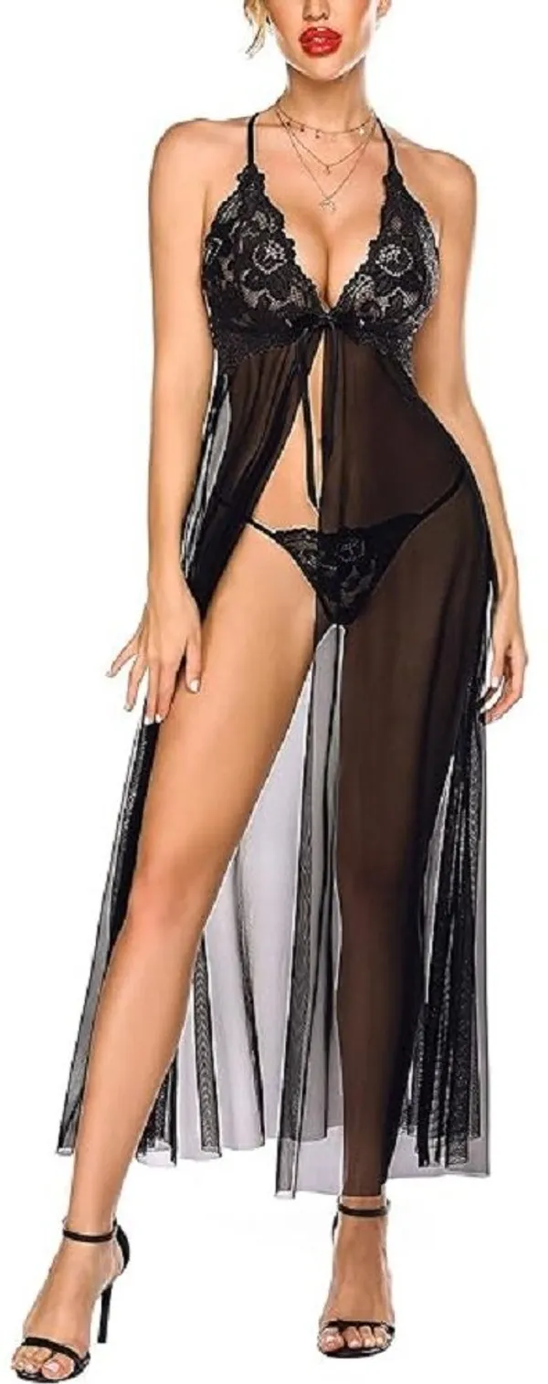 NETTARUFINA_Women_Robe_and_Lingerie_Set_(Black)