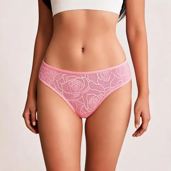 Pink_Polyester_Floral_Lace_Hipster_Panty_For_Women