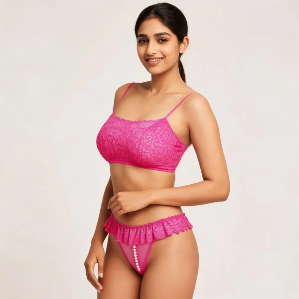 Pink_Polyester_Lace_Mesh_Low-Rise_Thong_For_Women