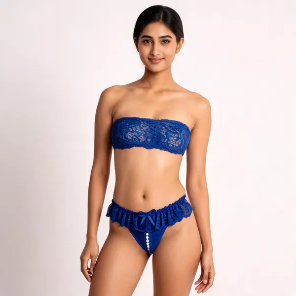 Blue_Polyester_Lace_Low-Rise_Thong_For_Women