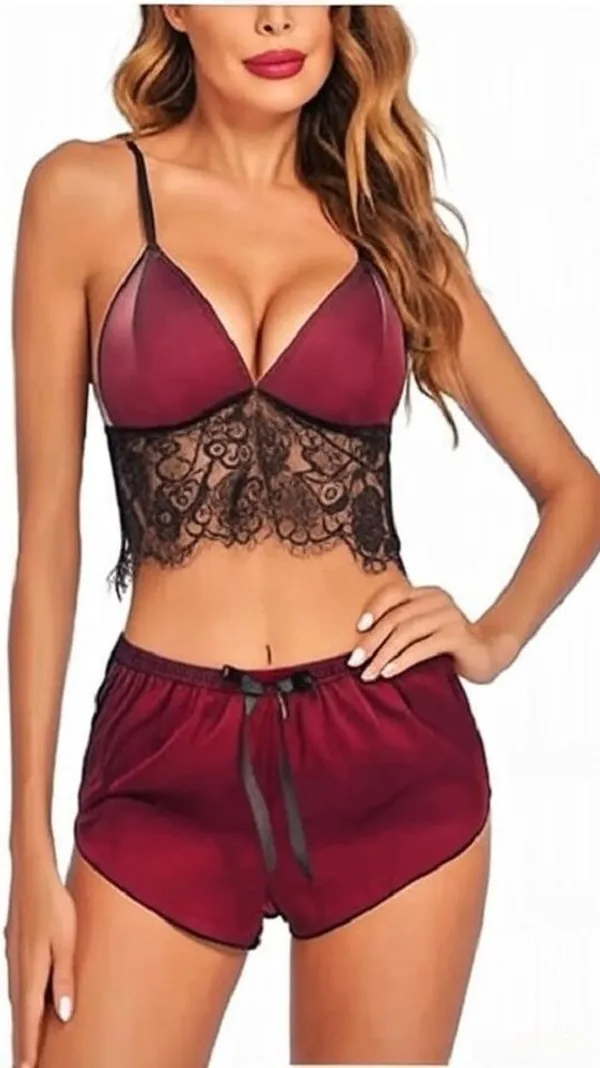NETTARUFINA_Women_Solid_Maroon_Night_Suit_Set_()