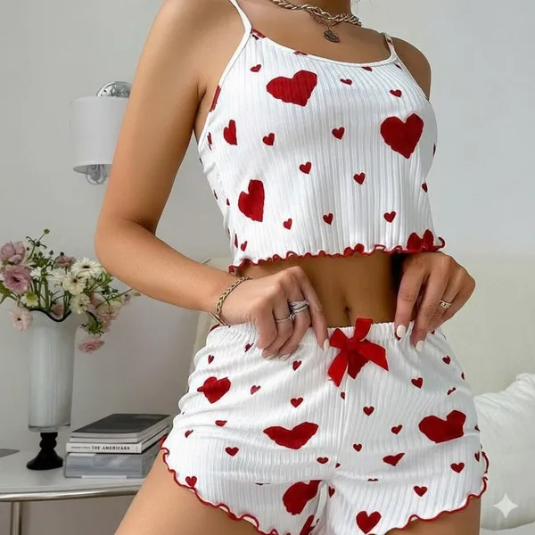 NETTARUFINA_Women_Printed_White_Top_&_Shorts_Set_()