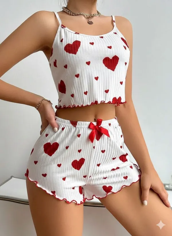 NETTARUFINA_Women_Printed_White_Top_&_Shorts_Set_()