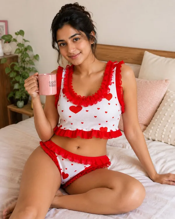 NETTARUFINA_Girls_Printed_Multicolor_Top_&_panty_Set_()