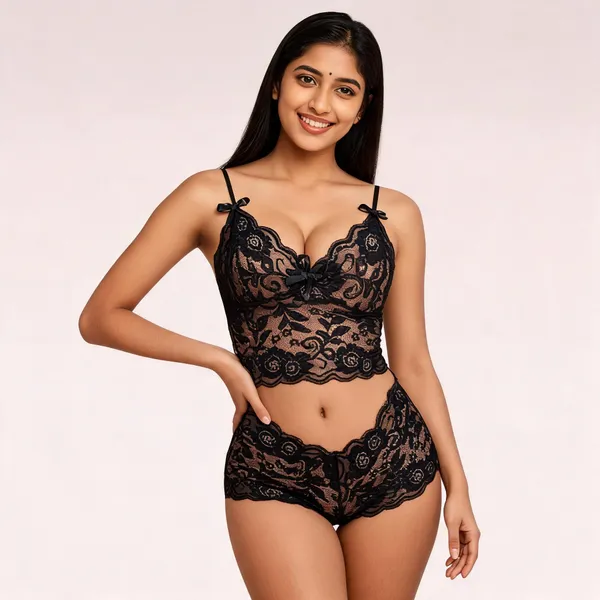 Black_Polyester_Lingerie_Set_For_Women