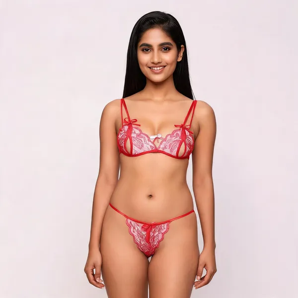 Red_And_Black_Polyester_Lace_Lingerie_Set_For_Women
