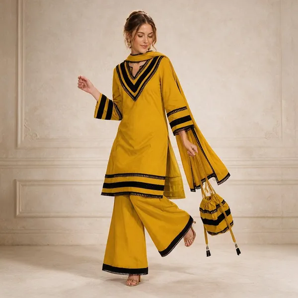 Mustard_Yellow_Roman_Printed_Roman_Kurta_Pant_Set_For_Women