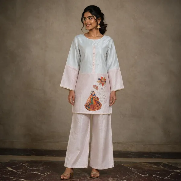 White_Cotton_Printed_Kurta_Pant_Set_For_Women