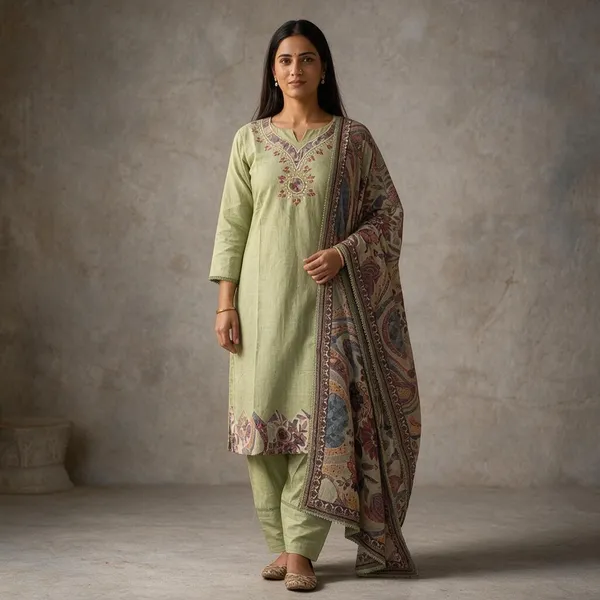 Olive_Green_Cotton_Printed_Kurta_For_Women