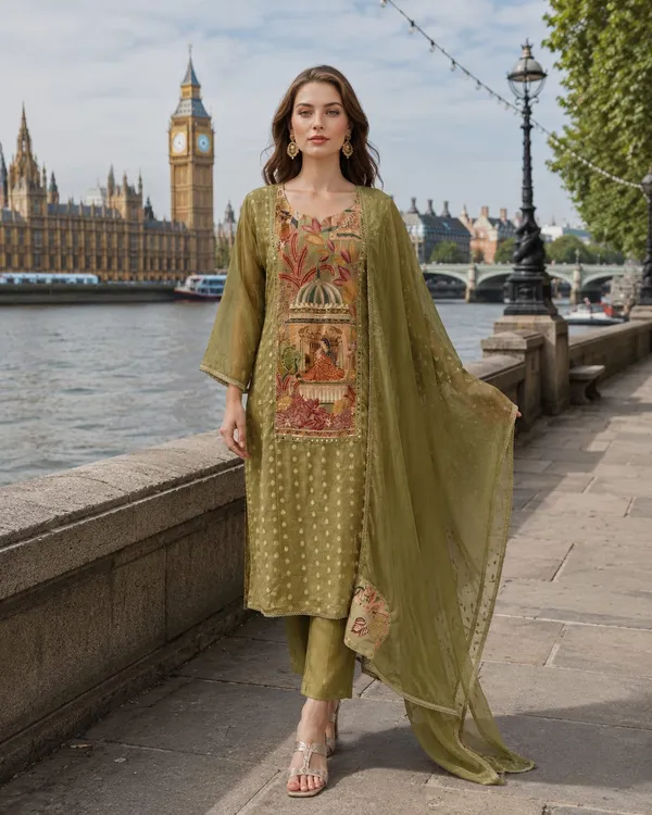 Olive_Green_Crepe_Crepe_Suit_Set_For_Women