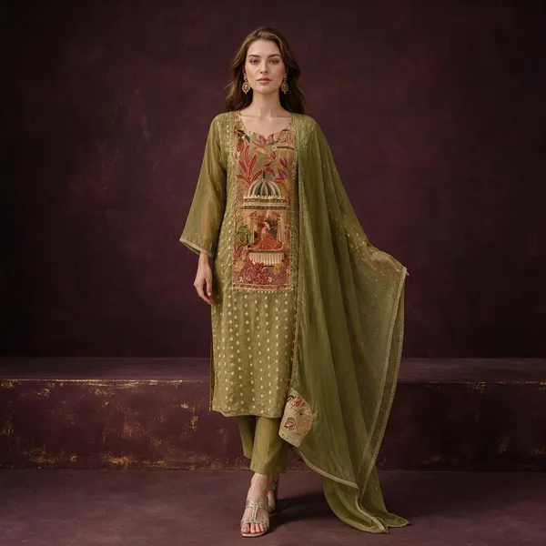 Olive_Green_Crepe_Crepe_Suit_Set_For_Women