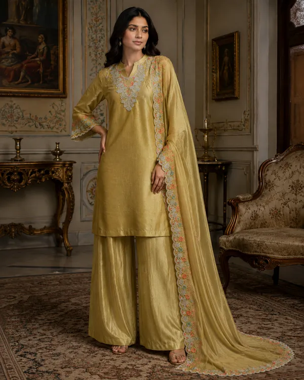 Mustard_Yellow_Cotton_Embroidered_Suit_Set_For_Women