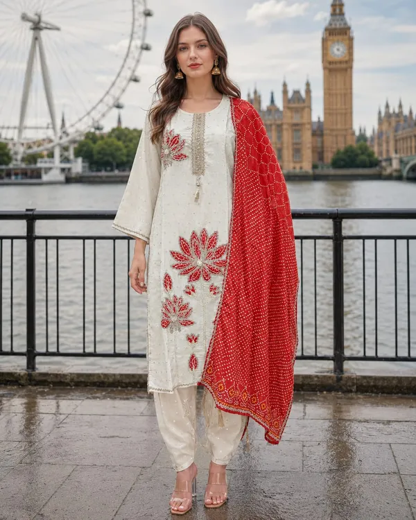 White_And_Red_Shimmer_Shimmer_Suit_Set_For_Women