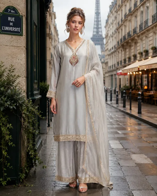 Light_Grey_Shimmer_Shimmer_Suit_Set_For_Women