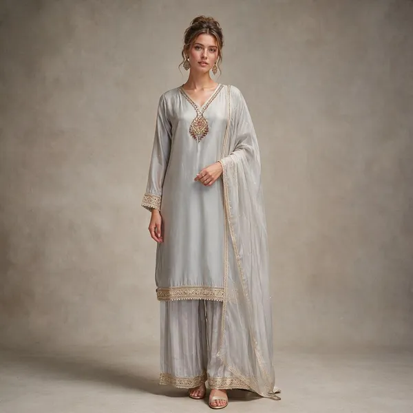 Light_Grey_Shimmer_Shimmer_Suit_Set_For_Women