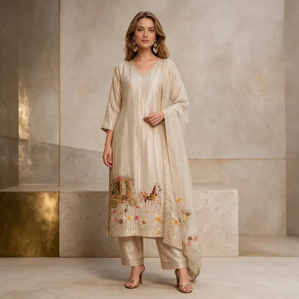 Cream_Shimmer_Shimmer_Suit_Set_For_Women
