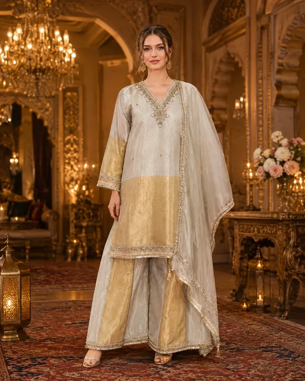 Cream_Shimmer_Shimmer_Suit_Set_For_Women