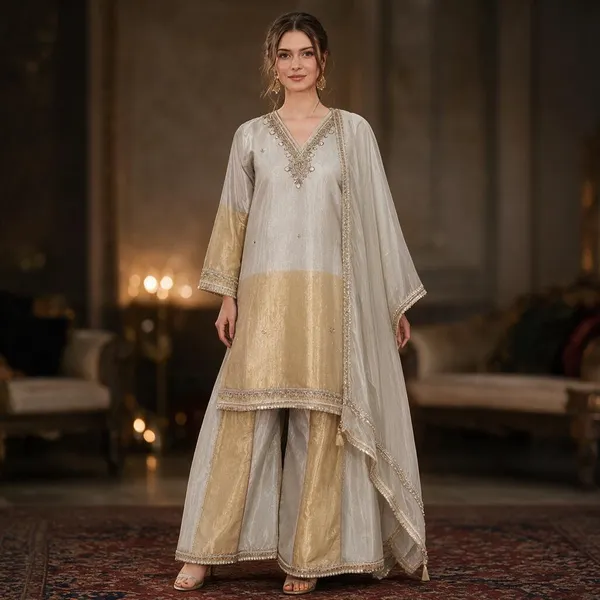 Cream_Shimmer_Shimmer_Suit_Set_For_Women