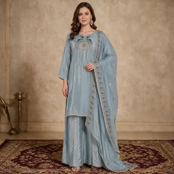 Light_Blue_Crepe_Crepe_Suit_Set_For_Women