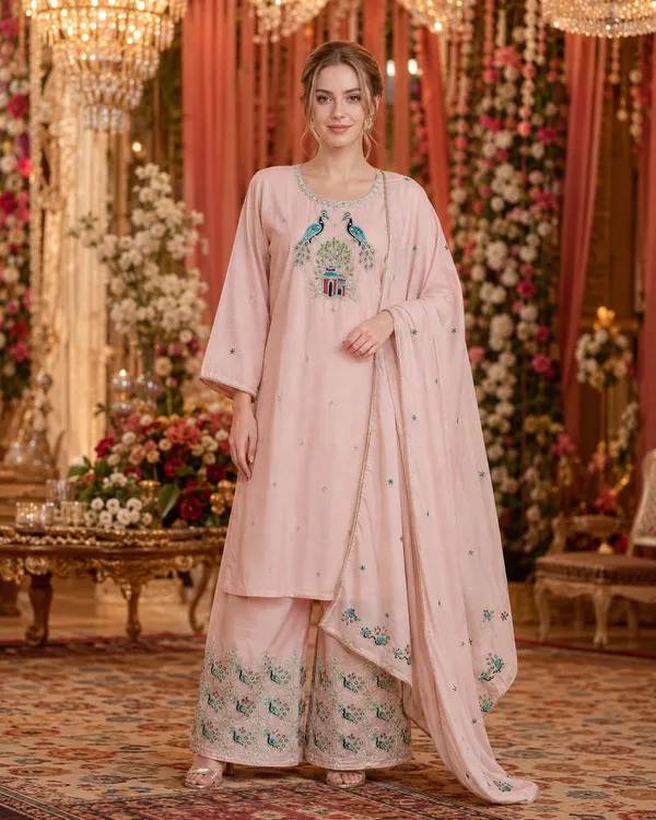 Light_Pink_Jamdani_Jamdani_Suit_Set_For_Women