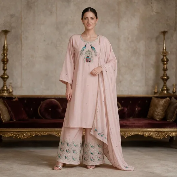 Light_Pink_Jamdani_Jamdani_Suit_Set_For_Women