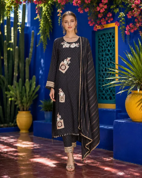 Black_Crepe_Crepe_Suit_Set_For_Women