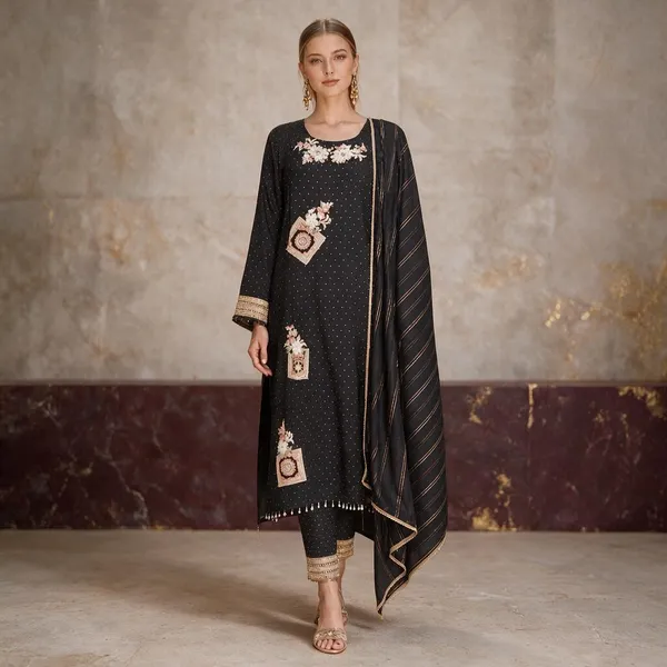 Black_Crepe_Crepe_Suit_Set_For_Women