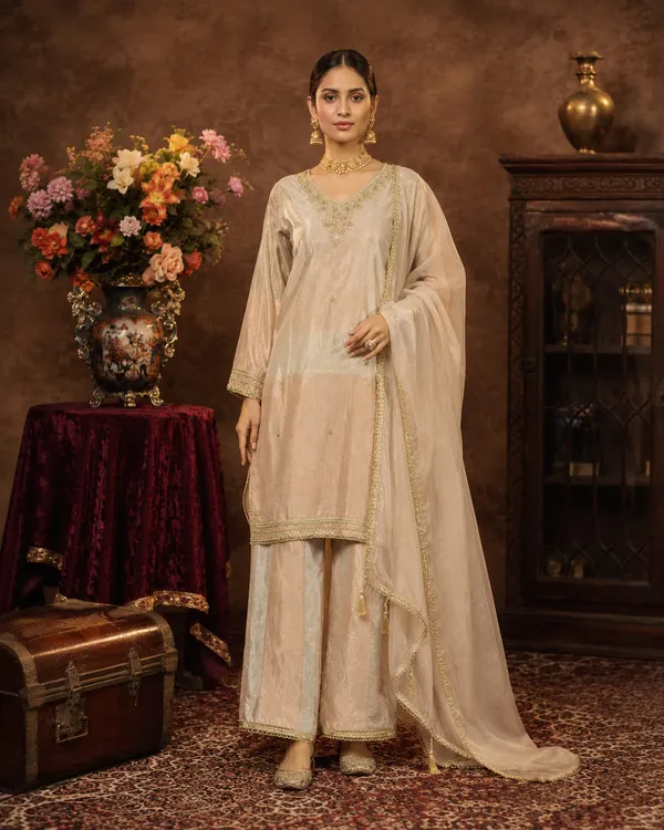 Cream_Shimmer_Shimmer_Suit_Set_For_Women