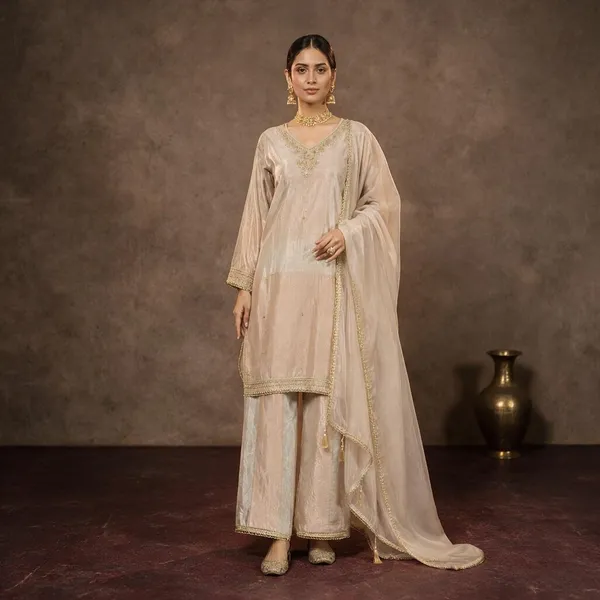 Cream_Shimmer_Shimmer_Suit_Set_For_Women