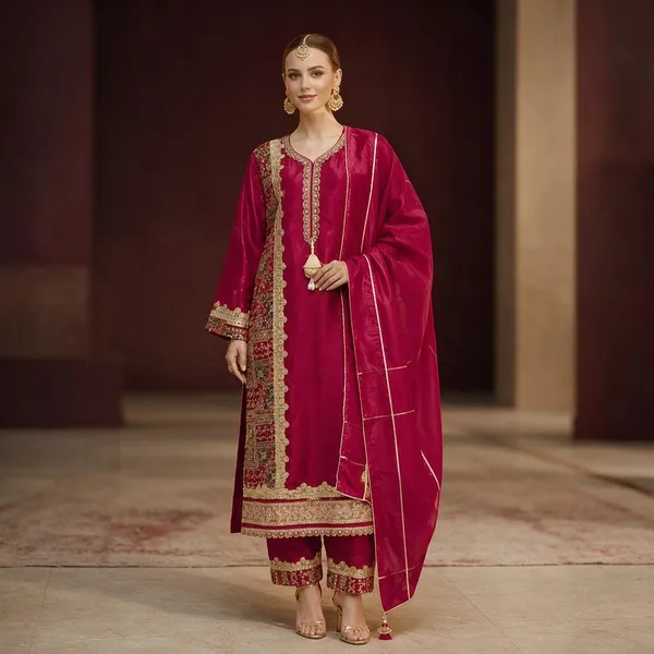 Magenta_Crepe_Crepe_Suit_Set_For_Women