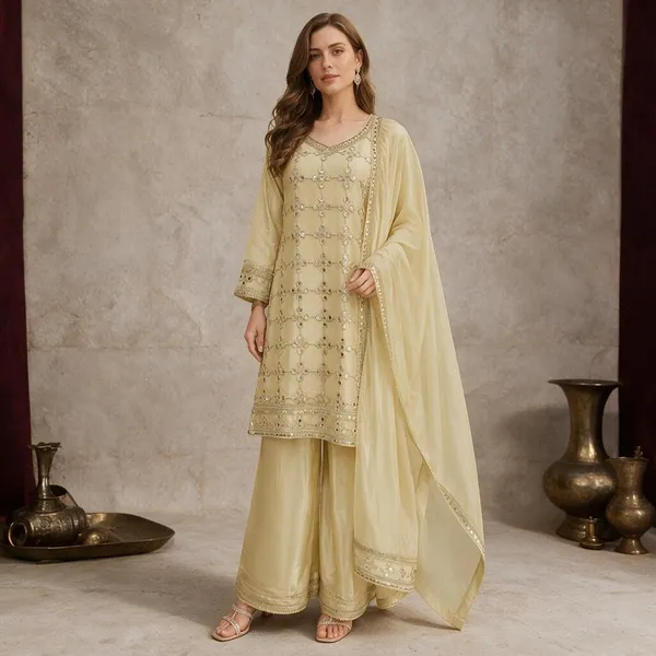 Light_Yellow_Crepe_Crepe_Suit_Set_For_Women