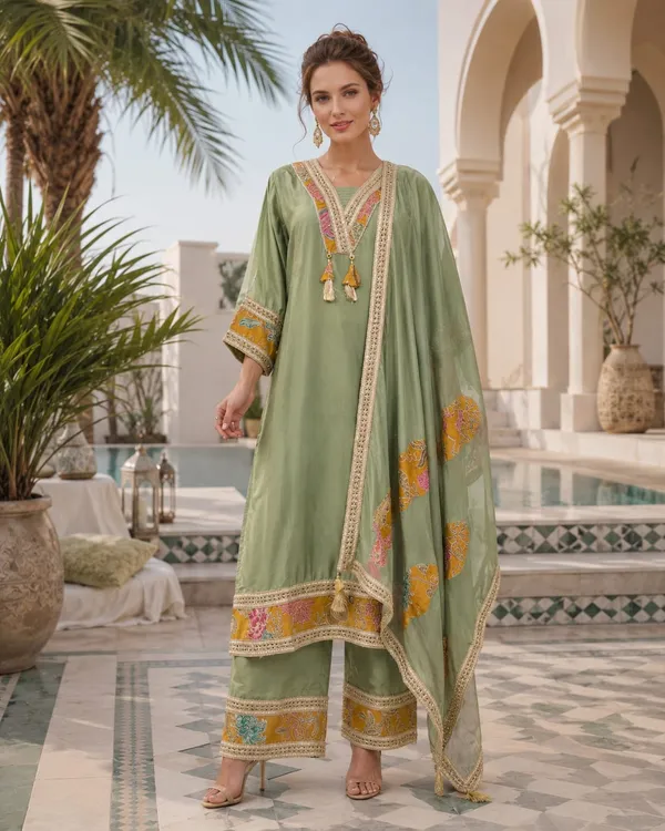 Sage_Green_Crepe_Crepe_Suit_Set_For_Women