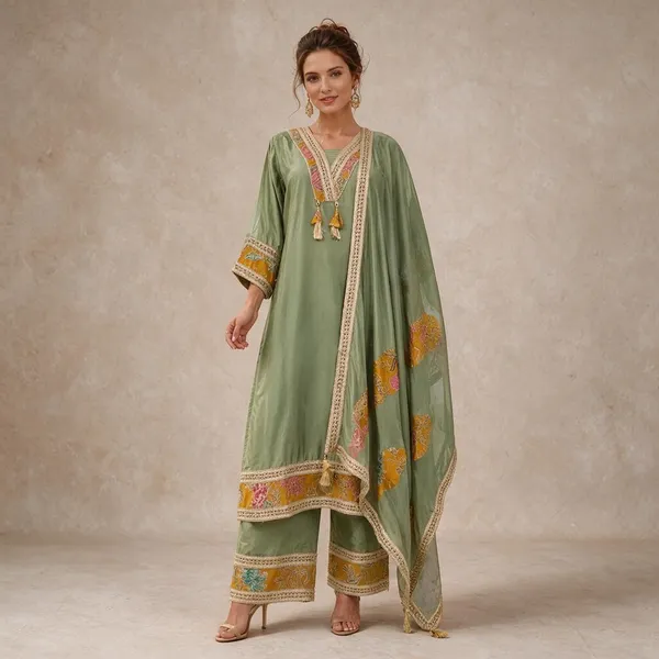 Sage_Green_Crepe_Crepe_Suit_Set_For_Women