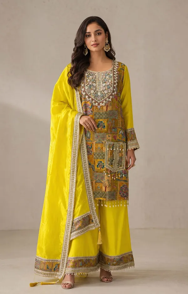 Yellow_Crepe_Crepe_Suit_Set_For_Women