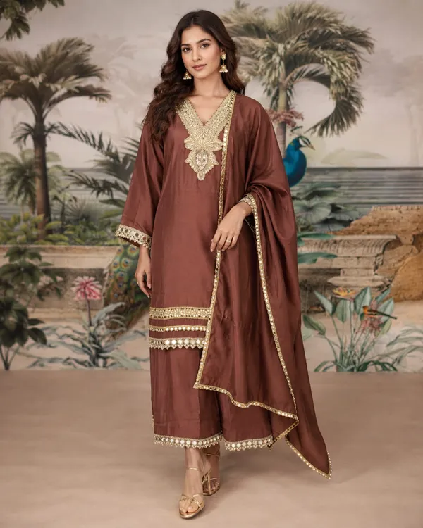 Brown_Crepe_Crepe_Suit_Set_For_Women