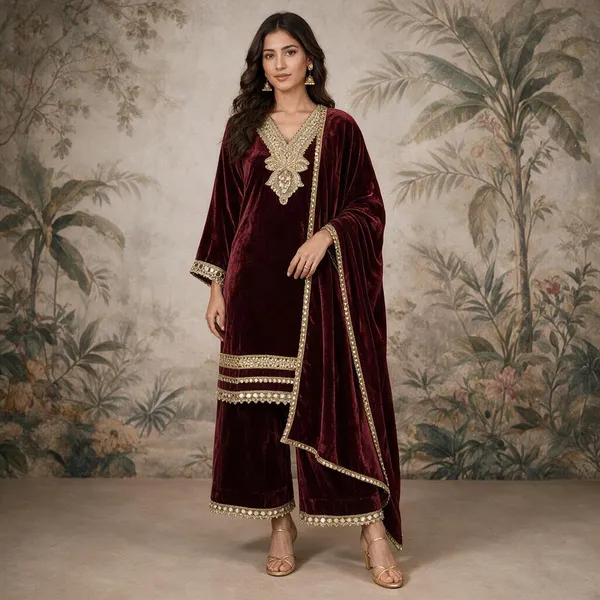 Brown_Crepe_Crepe_Suit_Set_For_Women