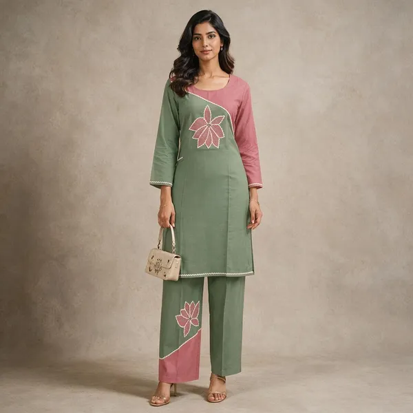 Green_And_Pink_Cotton_Embroidered_Straight_Kurta_For_Women