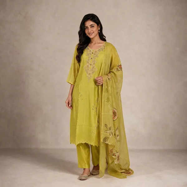 Beige_And_Mauve_Cotton_Embroidered_Kurta_Set_For_Women