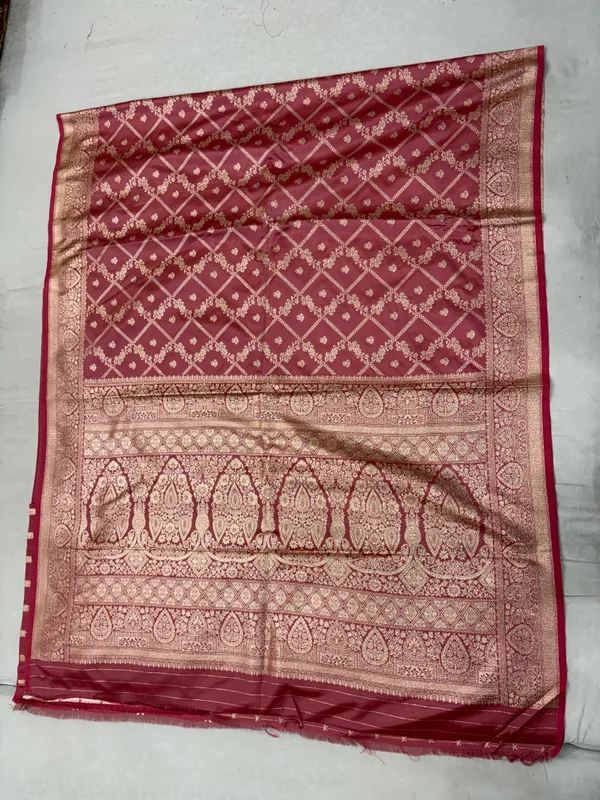 Teal_Satin_Woven_Lattice_Saree_For_Women