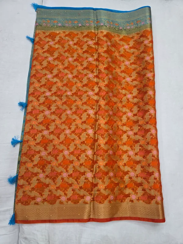 Orange_Organza_Woven_Saree_For_Women
