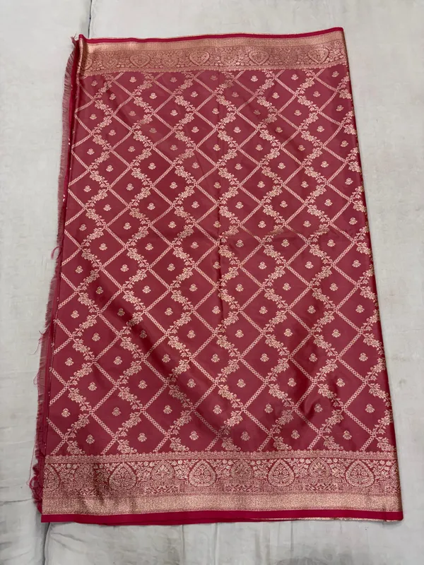 Teal_Satin_Woven_Lattice_Saree_For_Women