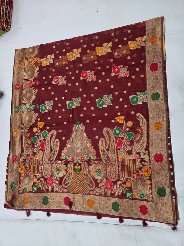 Maroon_Organza_Embroidered_Saree_For_Women