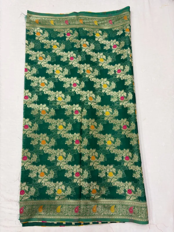 Green_Organza_Floral_Woven_Saree_For_Women