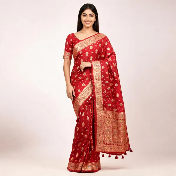 Red_Silk_Woven_Paisley_Saree_For_Women