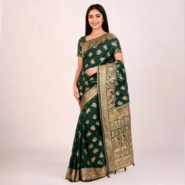 Green_Woven_Traditional_Saree_For_Women